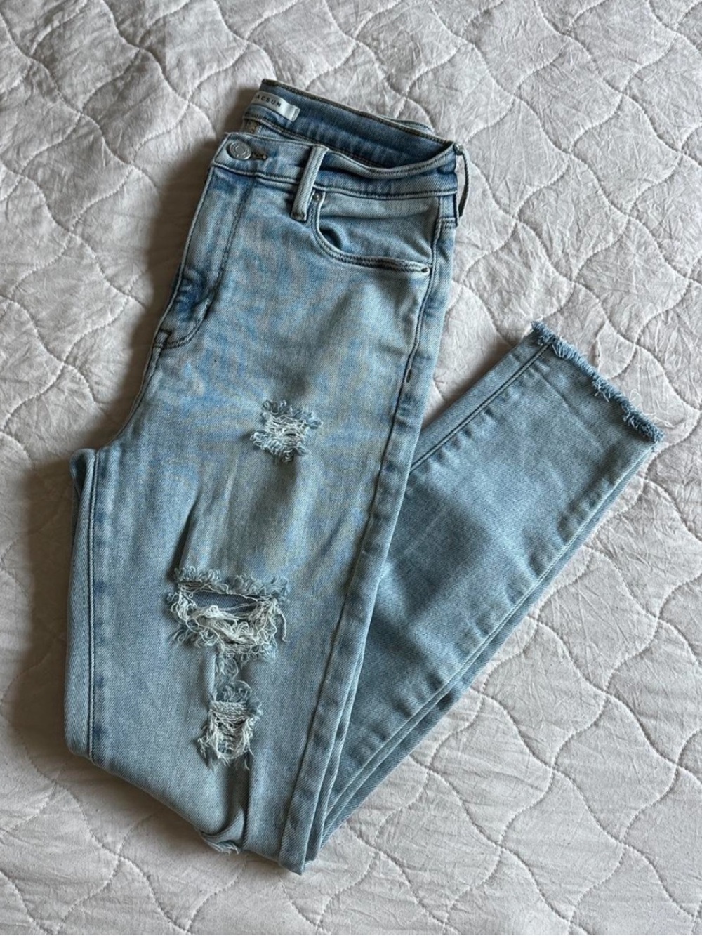 PacSun High-Rise Light Blue Distressed Skinny Jeans